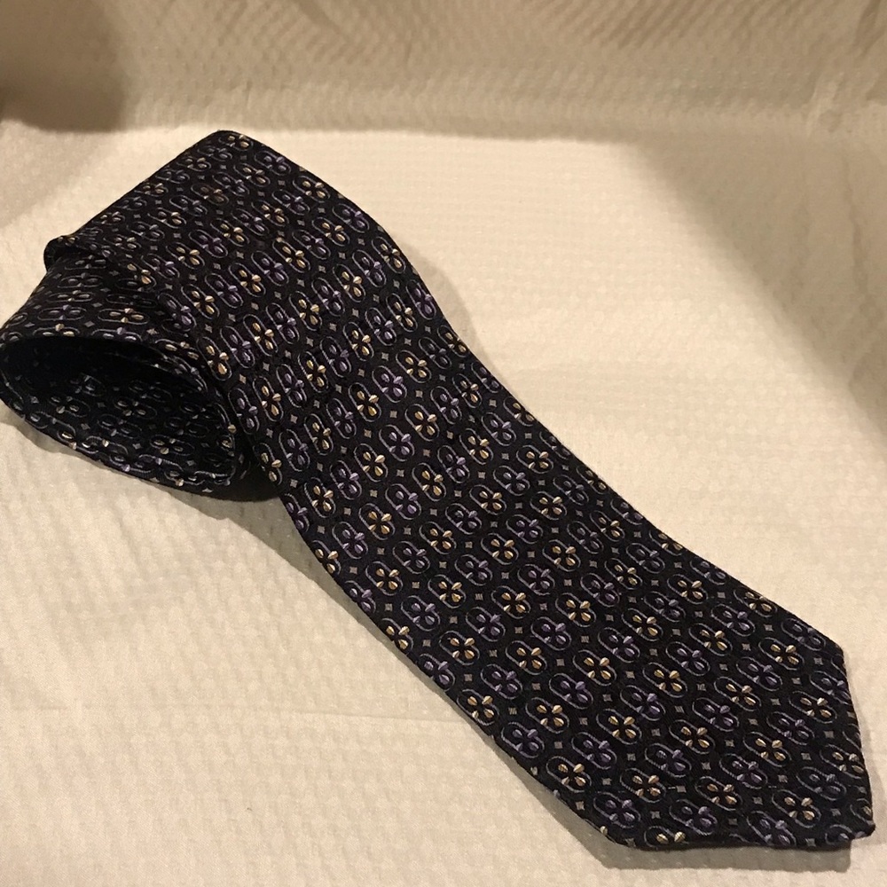 ERMENEGILDO ZEGNA Black Purple Silk Tie